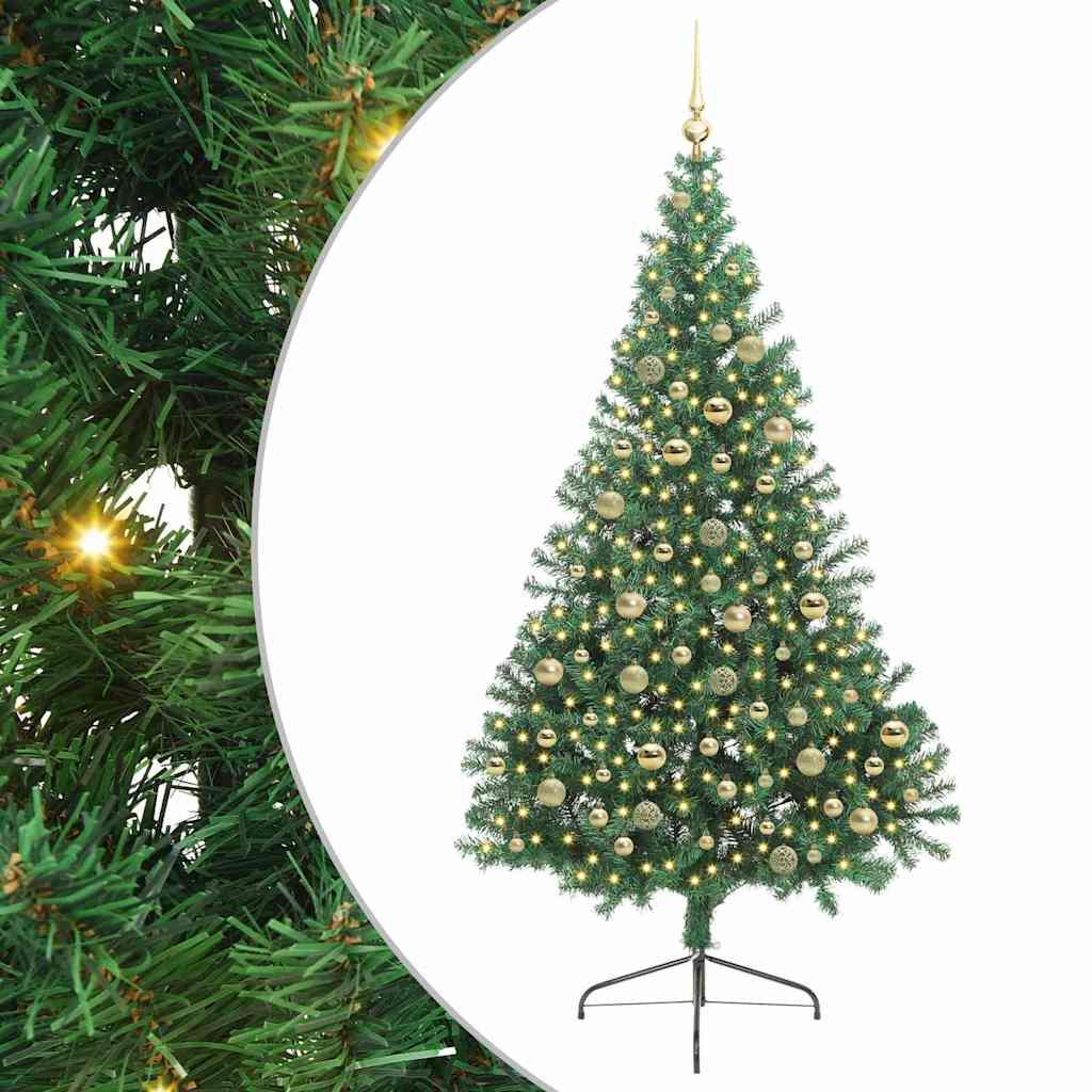 vidaXL Artificial Pre-lit Christmas Tree Green 210 cm PVC