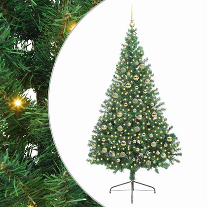 vidaXL Artificial Pre-lit Christmas Tree Green 210 cm PVC
