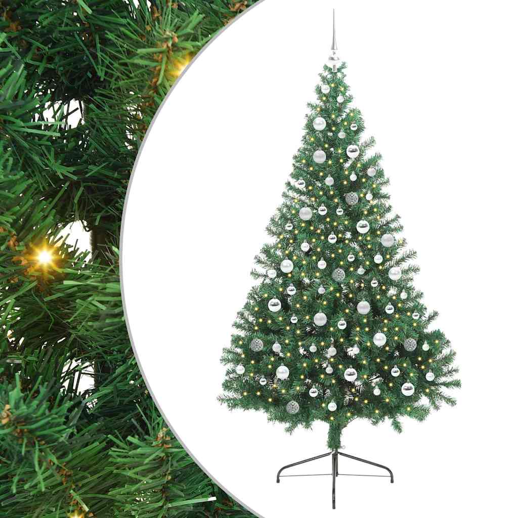 vidaXL Artificial Pre-lit Christmas Tree Green 210 cm PVC