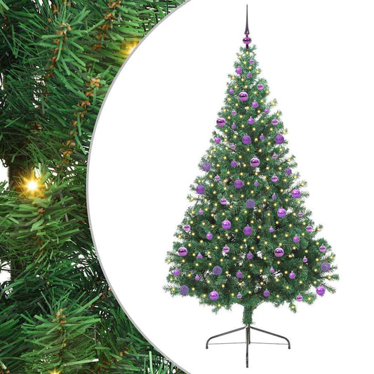 vidaXL Artificial Pre-lit Christmas Tree Green 210 cm PVC