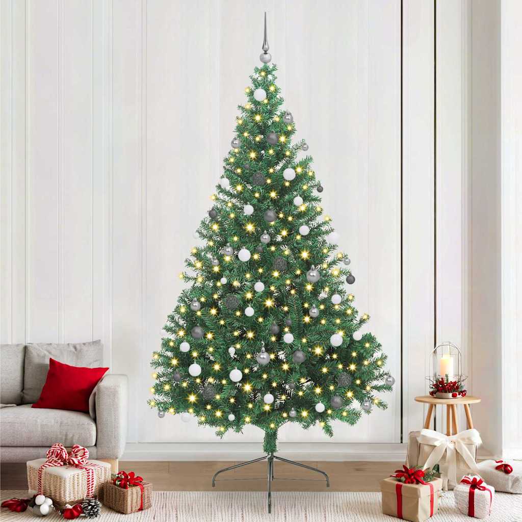 vidaXL Artificial Pre-lit Christmas Tree Green 240 cm PVC