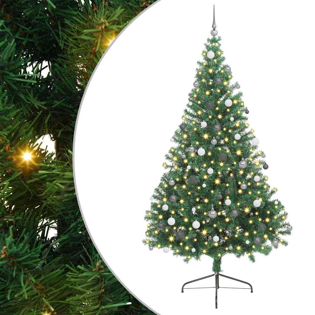 vidaXL Artificial Pre-lit Christmas Tree Green 240 cm PVC