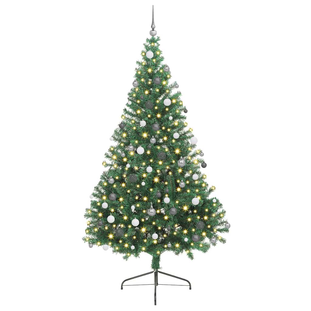 vidaXL Artificial Pre-lit Christmas Tree Green 240 cm PVC