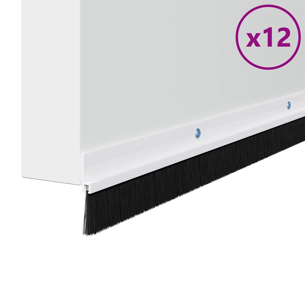 vidaXL Screw-on Door Brush Seals 12 pcs White 100 cm Aluminium Alloy