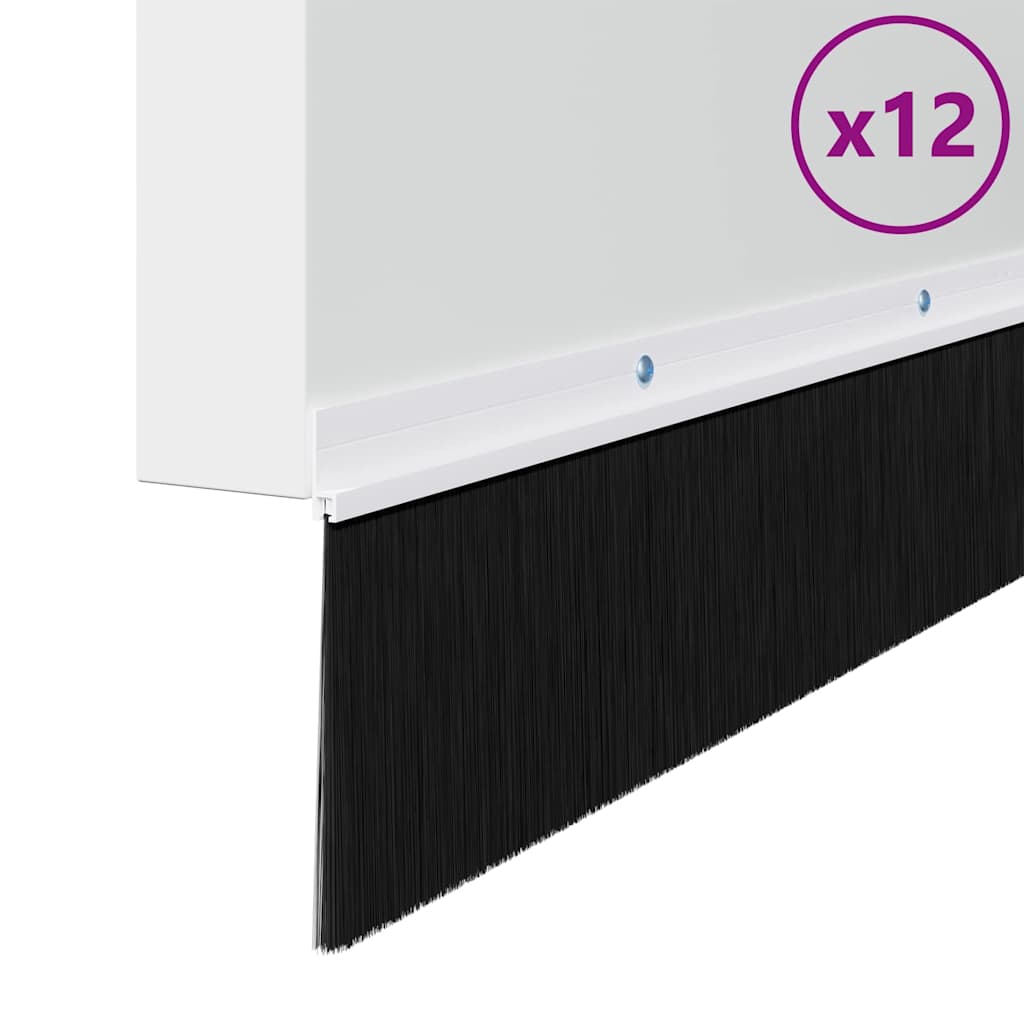vidaXL Screw-on Door Brush Seals 12 pcs White 100 cm Aluminium Alloy
