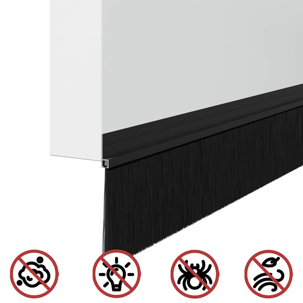 vidaXL Self-adhesive Door Brush Seals 12 pcs Black 100 cm