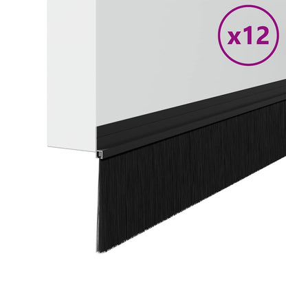 vidaXL Self-adhesive Door Brush Seals 12 pcs Black 100 cm