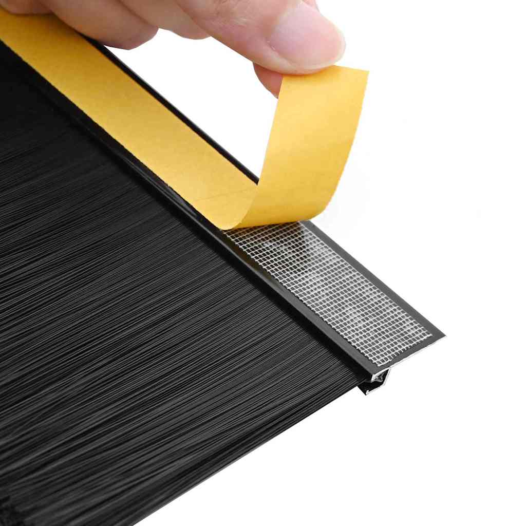 vidaXL Self-adhesive Door Brush Seals 12 pcs Black 100 cm