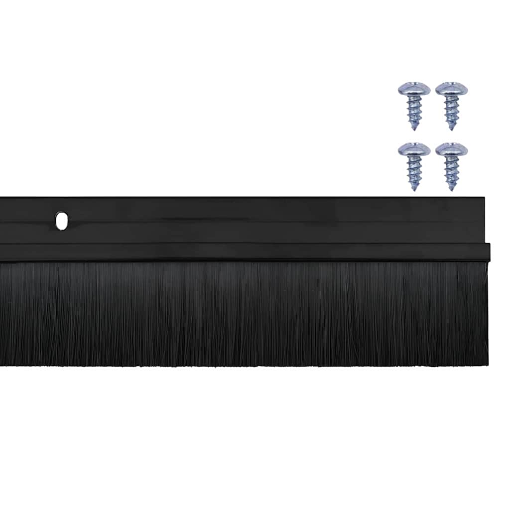 vidaXL Screw-on Door Brush Seals 2 pcs Black 100 cm Aluminium Alloy