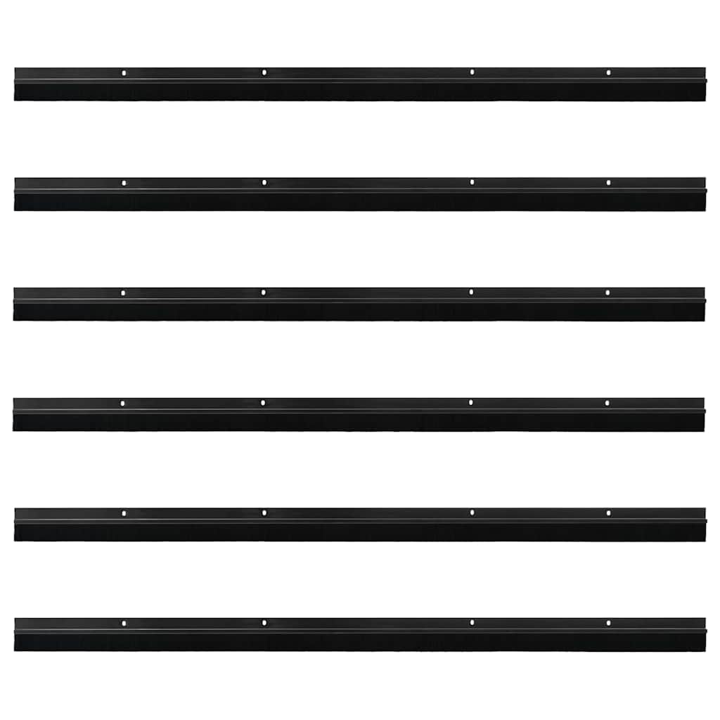 vidaXL Screw-on Door Brush Seals 6 pcs Black 100 cm Aluminium Alloy