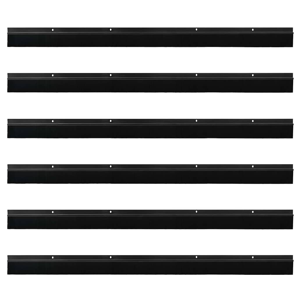 vidaXL Screw-on Door Brush Seals 6 pcs Black 100 cm Aluminium Alloy