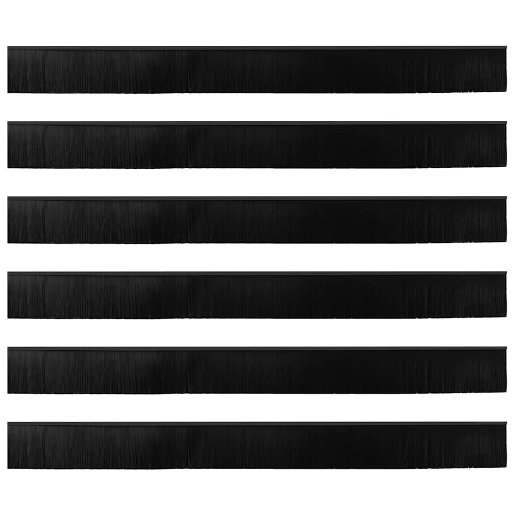 vidaXL Screw-on Door Brush Seals 6 pcs Black 100 cm Aluminium Alloy