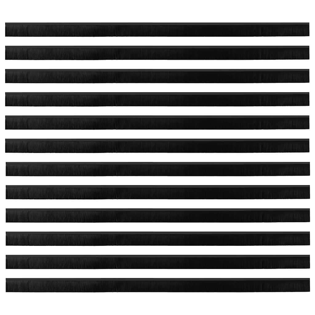 vidaXL Screw-on Door Brush Seals 12 pcs Black 100 cm Aluminium Alloy