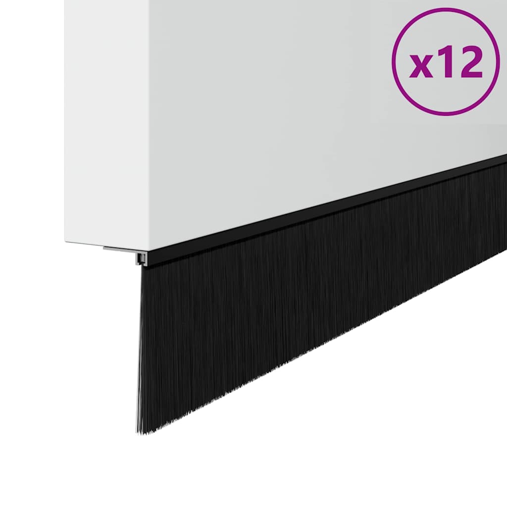 vidaXL Screw-on Door Brush Seals 12 pcs Black 100 cm Aluminium Alloy