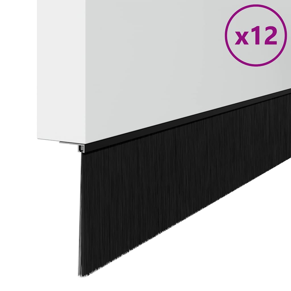 vidaXL Screw-on Door Brush Seals 12 pcs Black 100 cm Aluminium Alloy