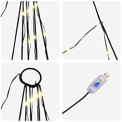 vidaXL LED Christmas Tree with Ground Spikes Warm White 182 cm Metal