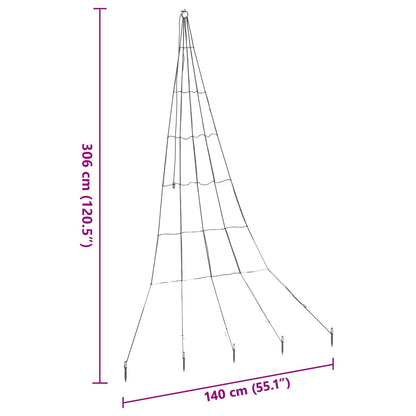 vidaXL LED Christmas Tree with Ground Spikes Cool White 306 cm Metal