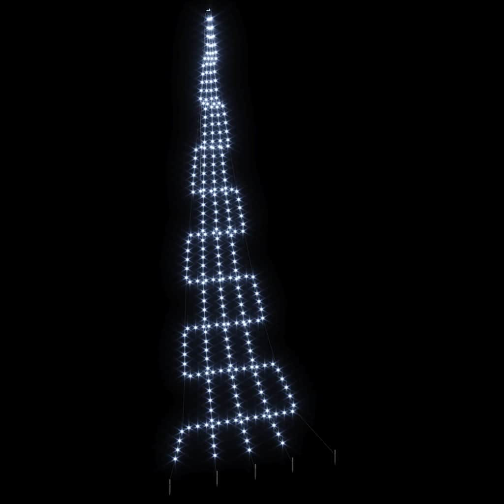 vidaXL LED Christmas Tree with Ground Spikes Cool White 511 cm Metal
