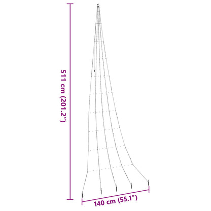 vidaXL LED Christmas Tree with Ground Spikes Multicolour 511 cm Metal