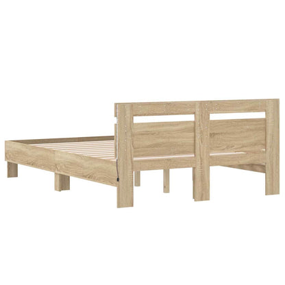 vidaXL Bed Frame with Headboard Sonoma 137 x 190 cm Engineered Wood
