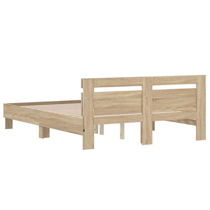 vidaXL Bed Frame with LED Sonoma 152 x 203 cm Engineered Wood