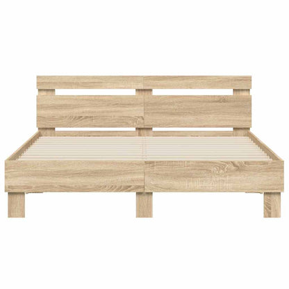 vidaXL Bed Frame with LED Sonoma 152 x 203 cm Engineered Wood