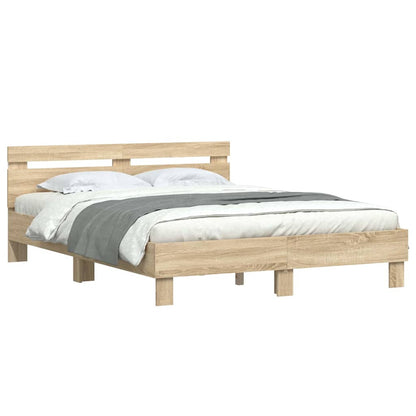 vidaXL Bed Frame with LED Sonoma 152 x 203 cm Engineered Wood