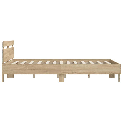 vidaXL Bed Frame with LED Sonoma 152 x 203 cm Engineered Wood