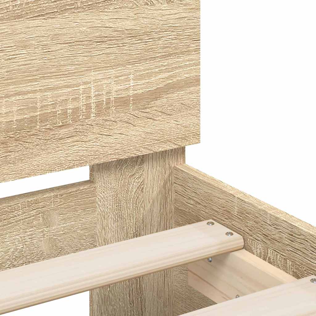 vidaXL Bed Frame with LED Sonoma 193 x 203 cm Engineered Wood
