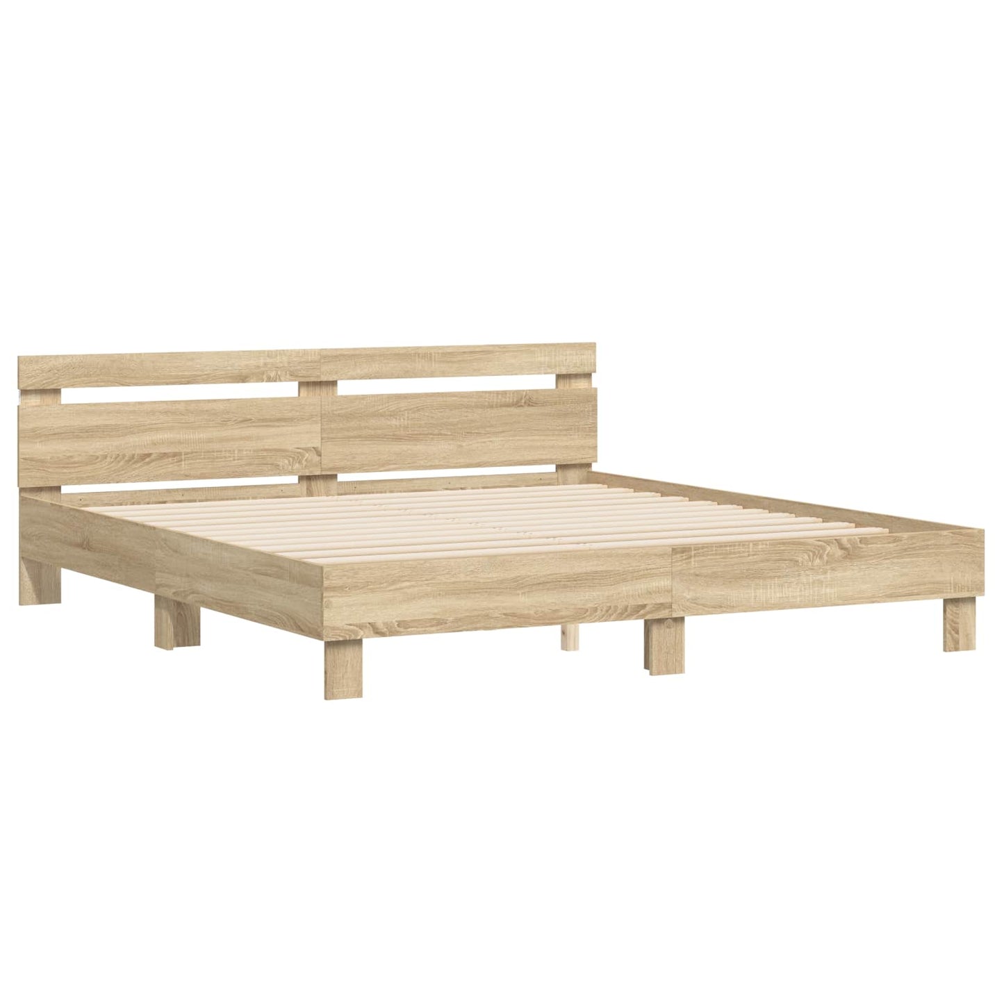 vidaXL Bed Frame with LED Sonoma 193 x 203 cm Engineered Wood