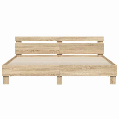 vidaXL Bed Frame with LED Sonoma 193 x 203 cm Engineered Wood