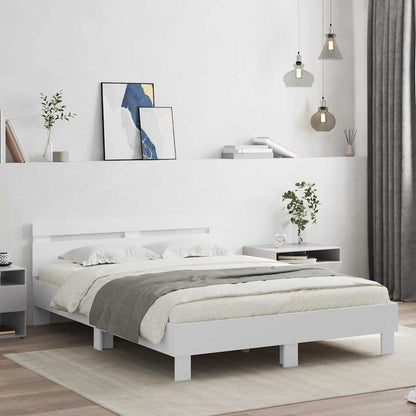 vidaXL Bed Frame with LED White 137 x 190 cm Engineered Wood
