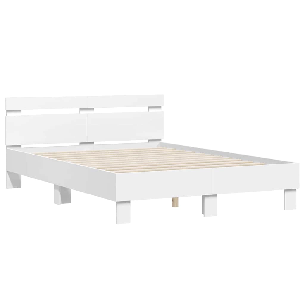 vidaXL Bed Frame with LED White 137 x 190 cm Engineered Wood