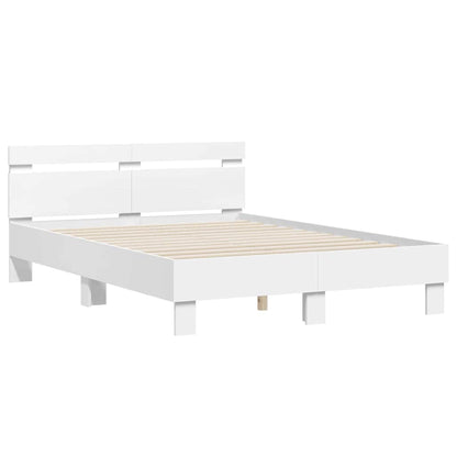vidaXL Bed Frame with LED White 137 x 190 cm Engineered Wood