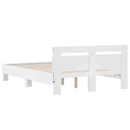 vidaXL Bed Frame with LED White 137 x 190 cm Engineered Wood