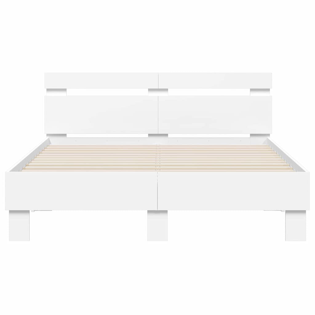 vidaXL Bed Frame with LED White 137 x 190 cm Engineered Wood
