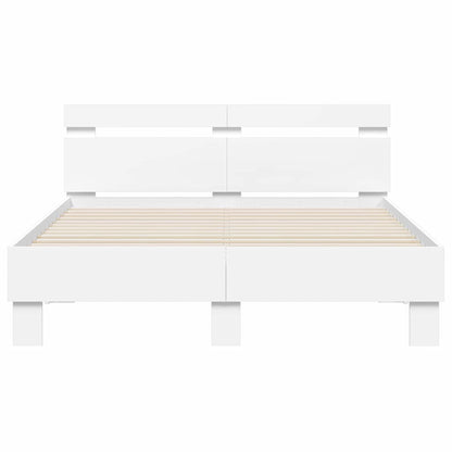 vidaXL Bed Frame with LED White 137 x 190 cm Engineered Wood