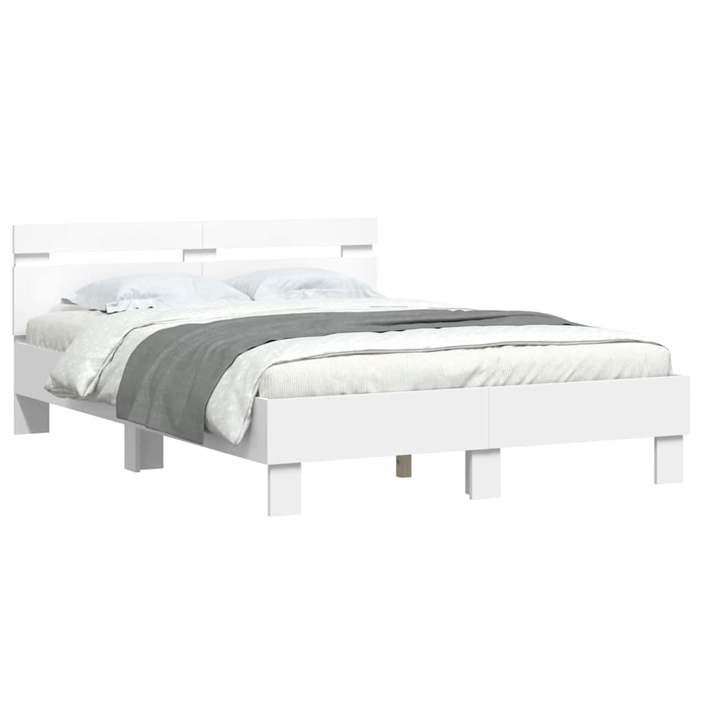 vidaXL Bed Frame with LED White 137 x 190 cm Engineered Wood