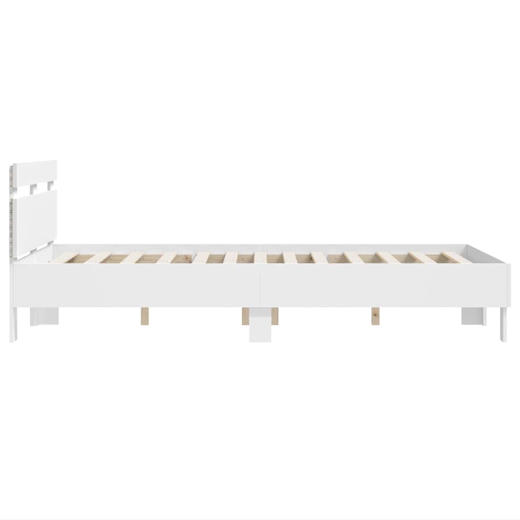 vidaXL Bed Frame with LED White 137 x 190 cm Engineered Wood