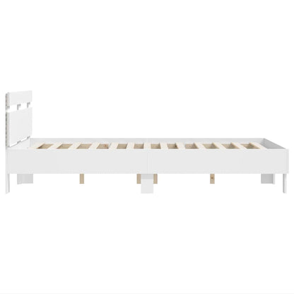 vidaXL Bed Frame with LED White 137 x 190 cm Engineered Wood