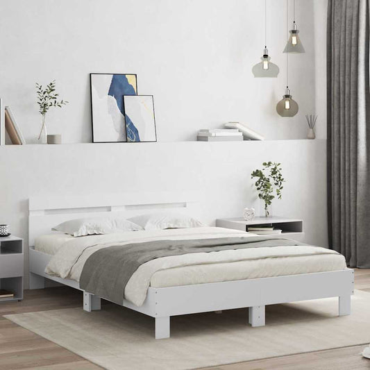 vidaXL Bed Frame with Headboard White 152 x 203 cm Engineered Wood
