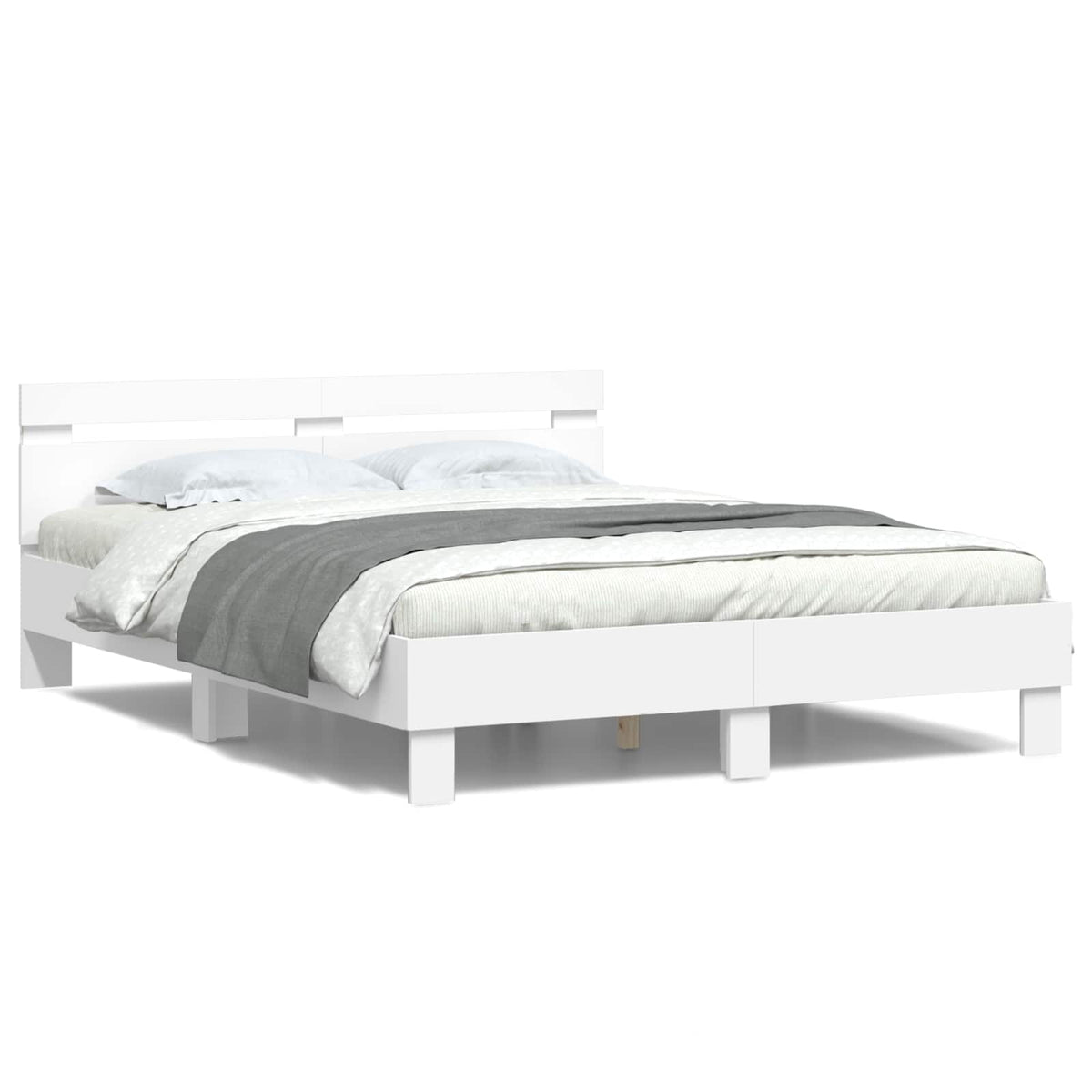 vidaXL Bed Frame with Headboard White 152 x 203 cm Engineered Wood