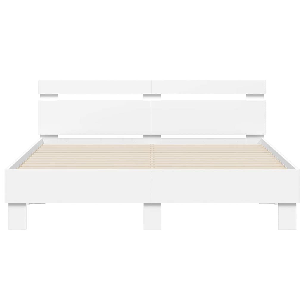 vidaXL Bed Frame with LED White 152 x 203 cm Engineered Wood