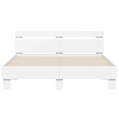 vidaXL Bed Frame with LED White 152 x 203 cm Engineered Wood