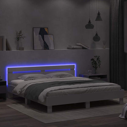 vidaXL Bed Frame with LED White 193 x 203 cm Engineered Wood