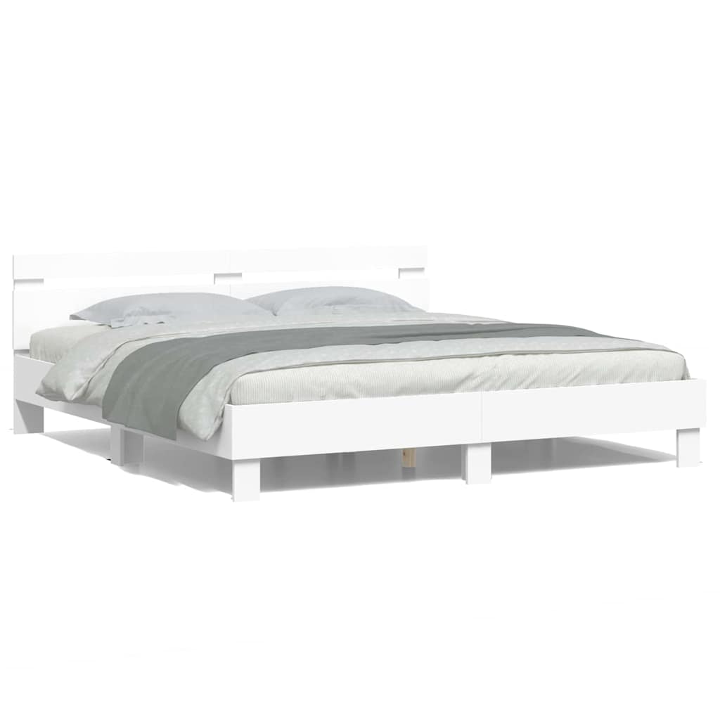 vidaXL Bed Frame with LED White 193 x 203 cm Engineered Wood