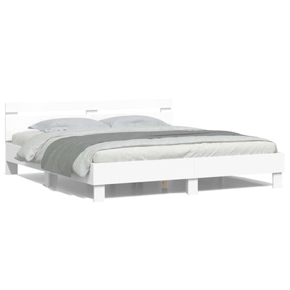 vidaXL Bed Frame with LED White 193 x 203 cm Engineered Wood