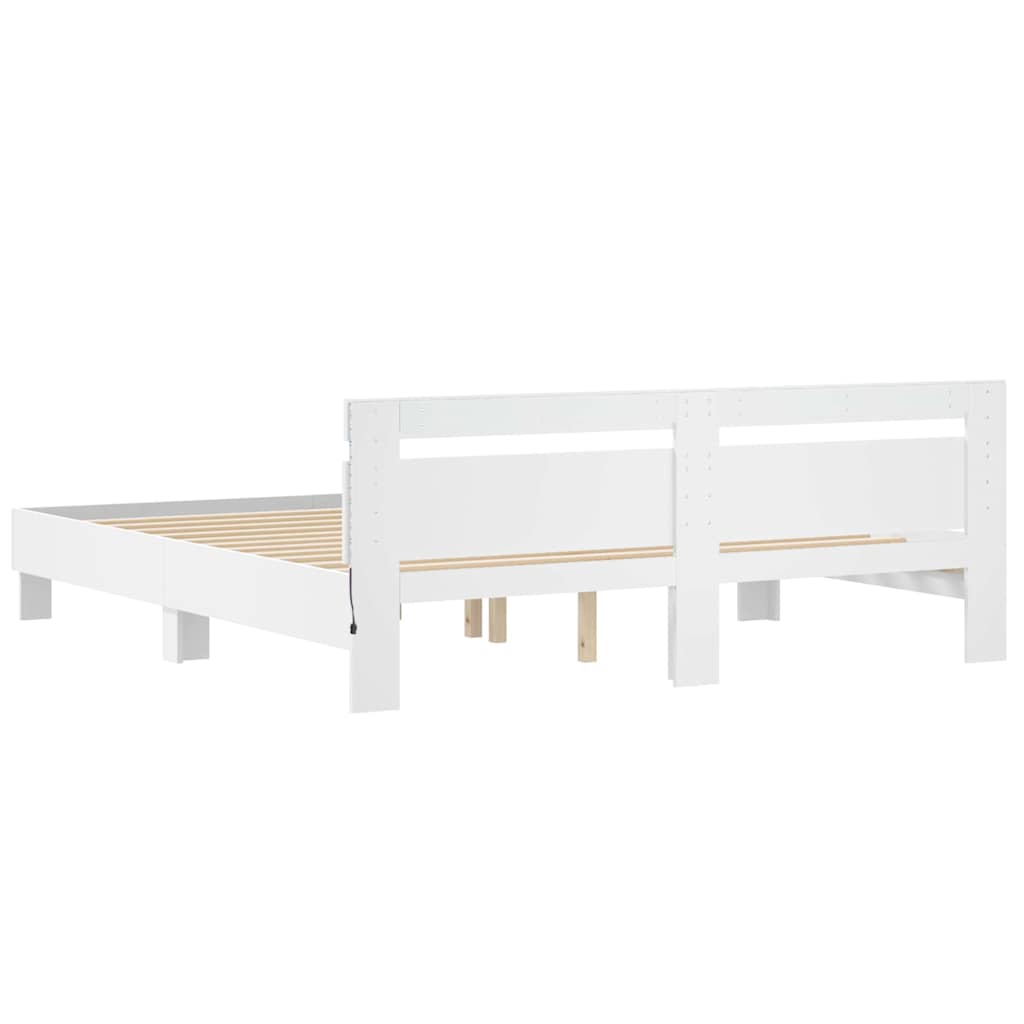 vidaXL Bed Frame with LED White 193 x 203 cm Engineered Wood