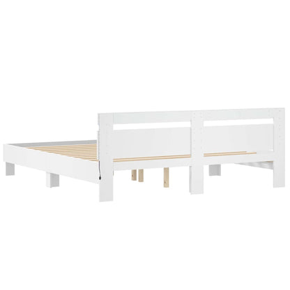 vidaXL Bed Frame with LED White 193 x 203 cm Engineered Wood