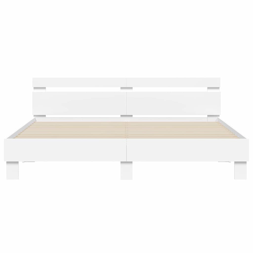 vidaXL Bed Frame with LED White 193 x 203 cm Engineered Wood